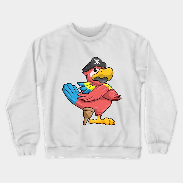 Parrot as Pirate with Wooden leg and Pirate hat Crewneck Sweatshirt by Markus Schnabel